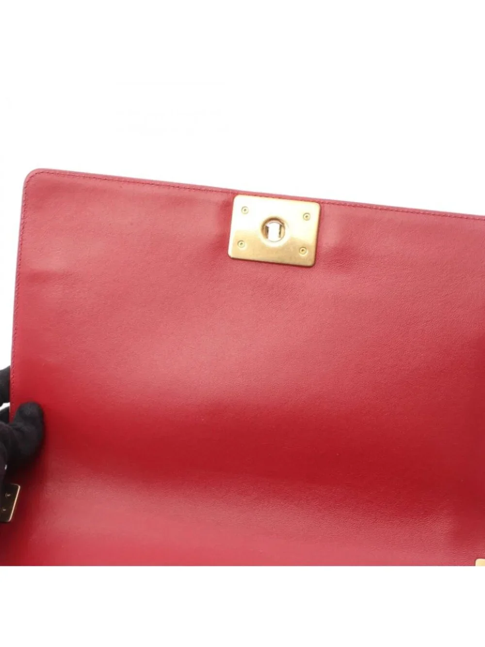 Chanel Shoulder Bag Boy Large Quilted Red Lambskin Chain